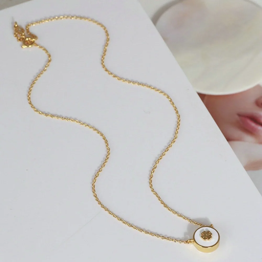 Tory Burch Gold and White Clover Pendant Necklace - Picture 2 of 6